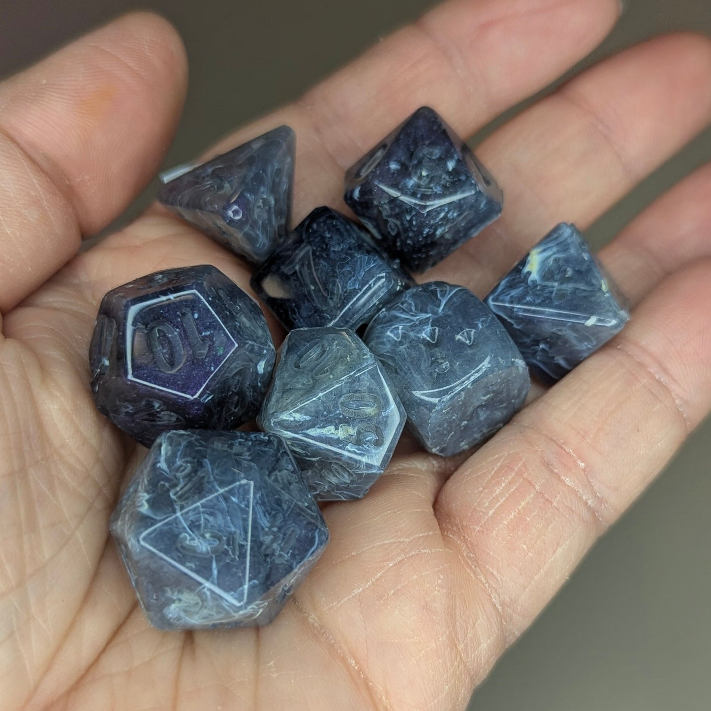 Hidden Magic - handmade soft edge 8-piece dice set