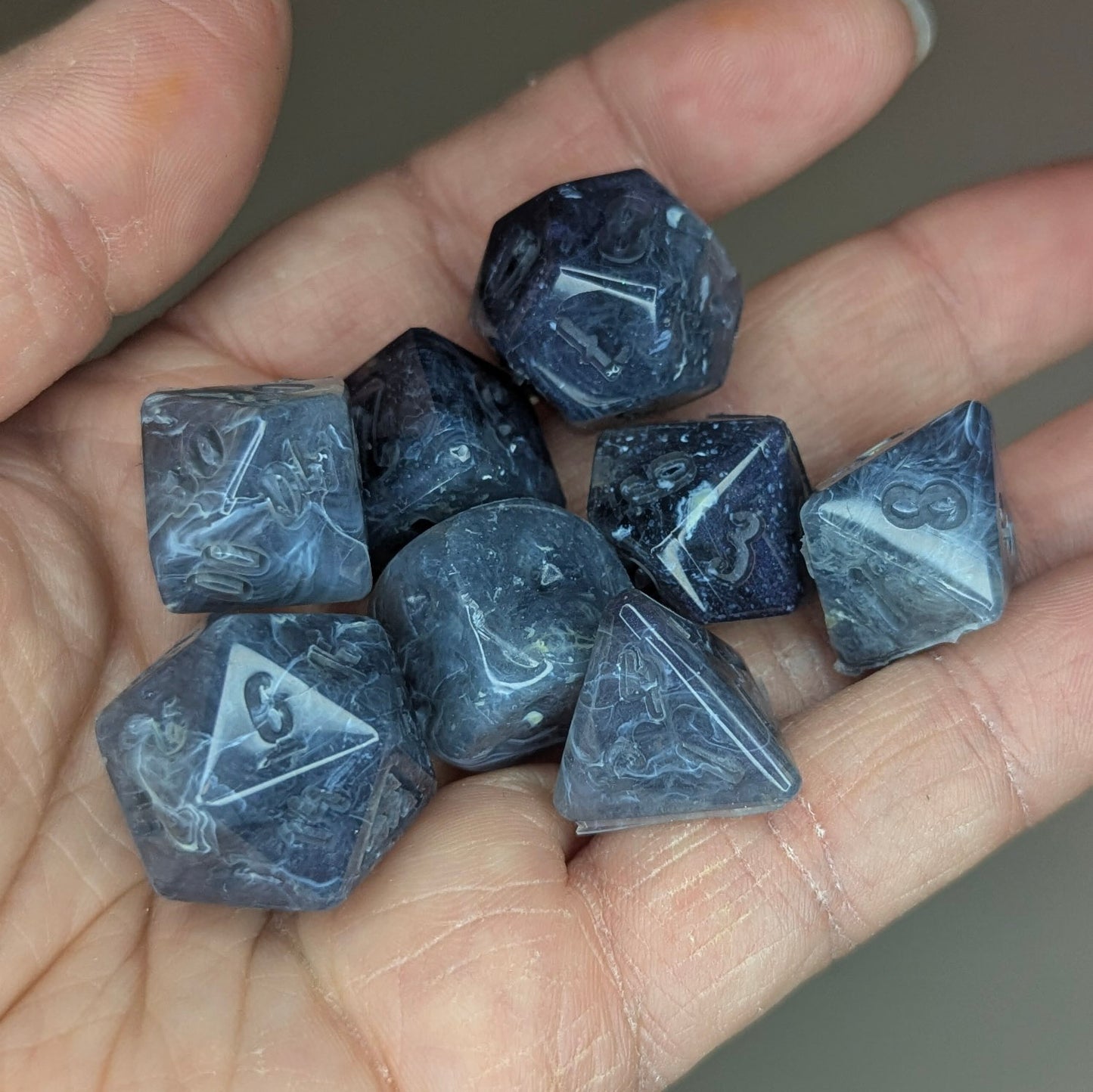 Hidden Magic - handmade soft edge 8-piece dice set