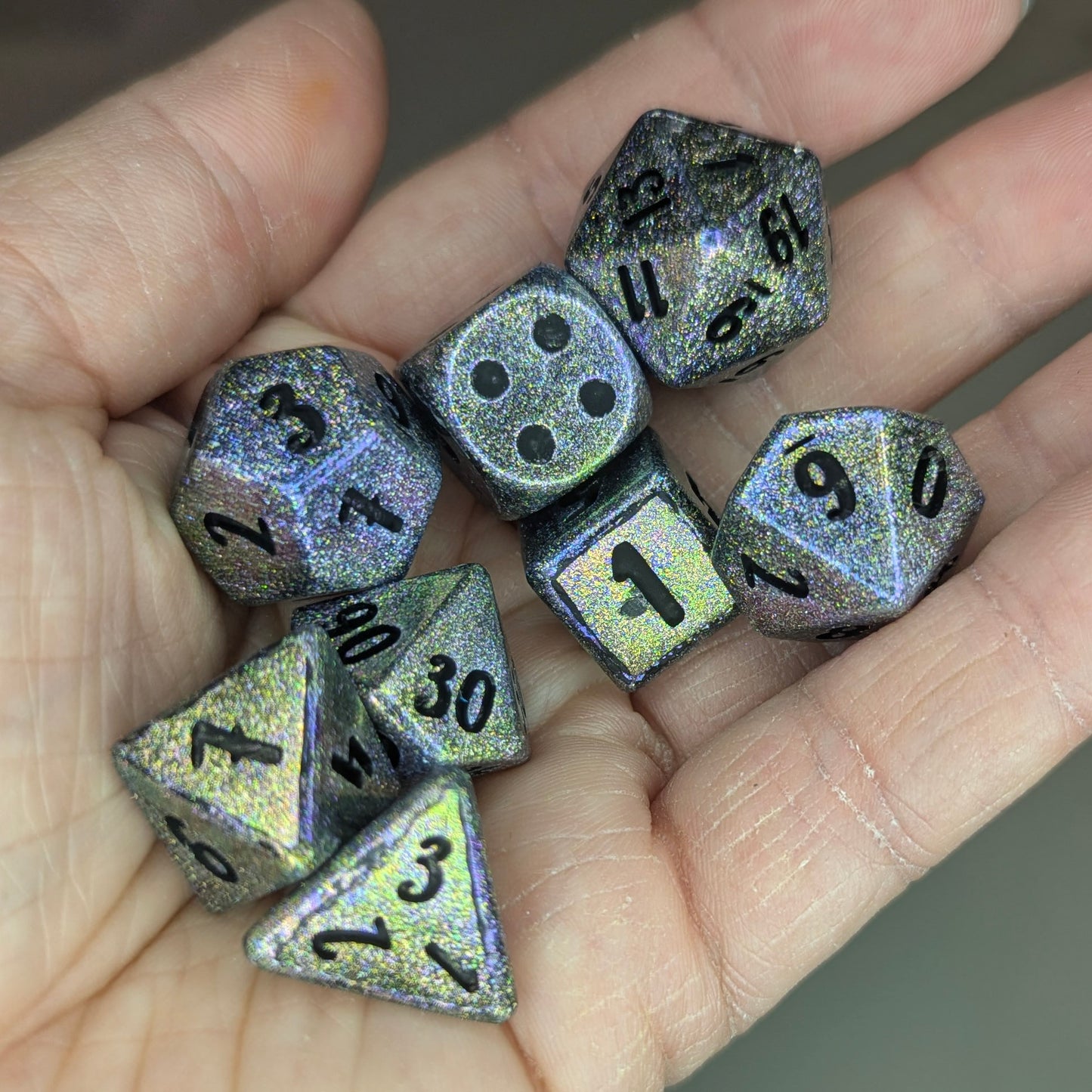 Disco Elysium - handmade soft edge 8-piece dice set