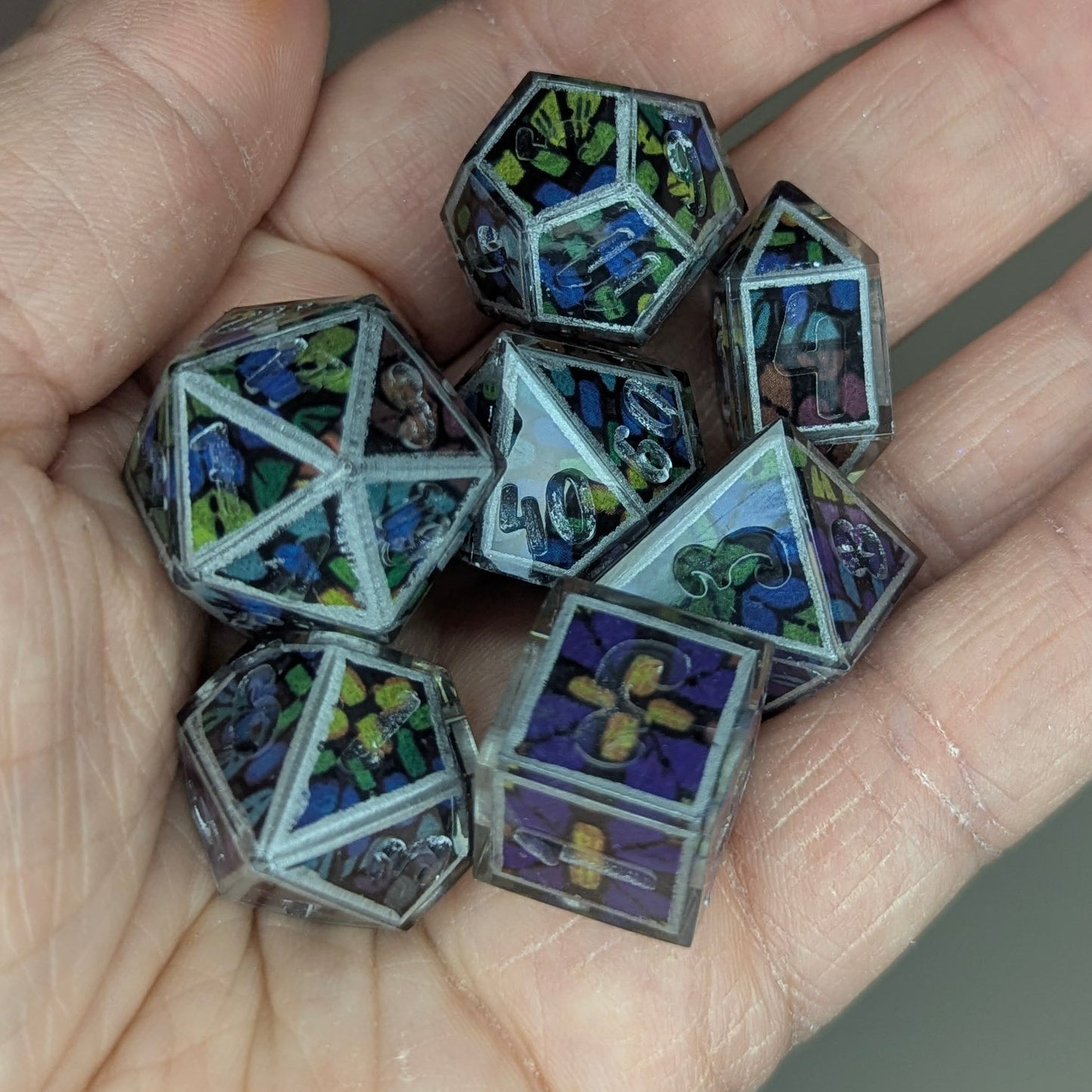 Baba Yaga - handmade sharp edge 7-piece dice set