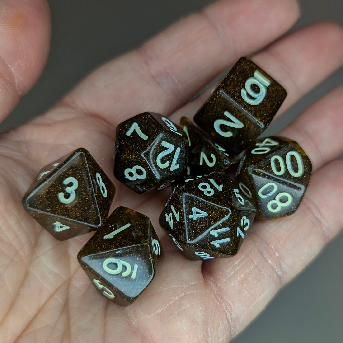 Pumpkin Spice Dice - handmade soft edge 7-piece dice set