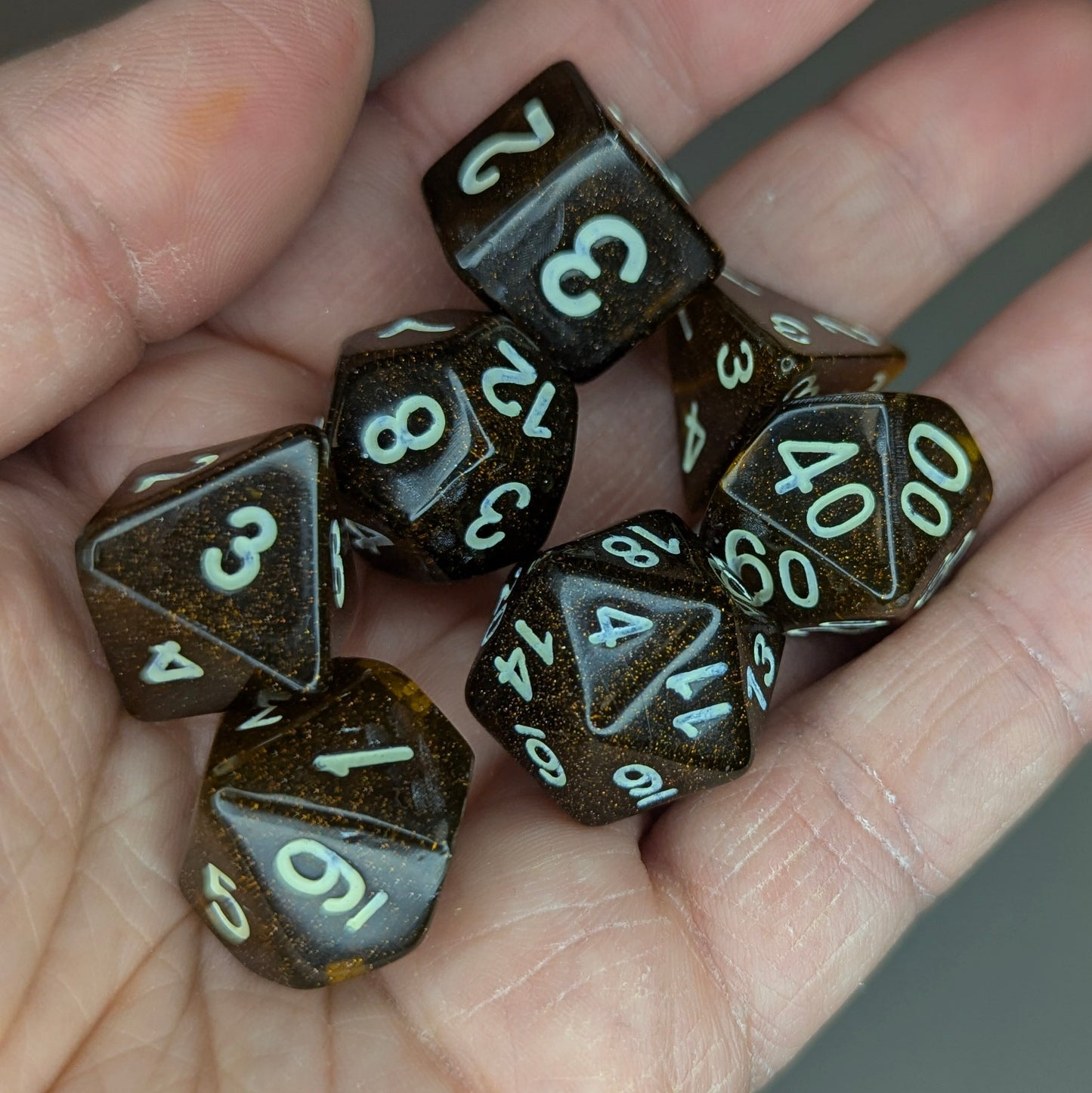 Pumpkin Spice Dice - handmade soft edge 7-piece dice set