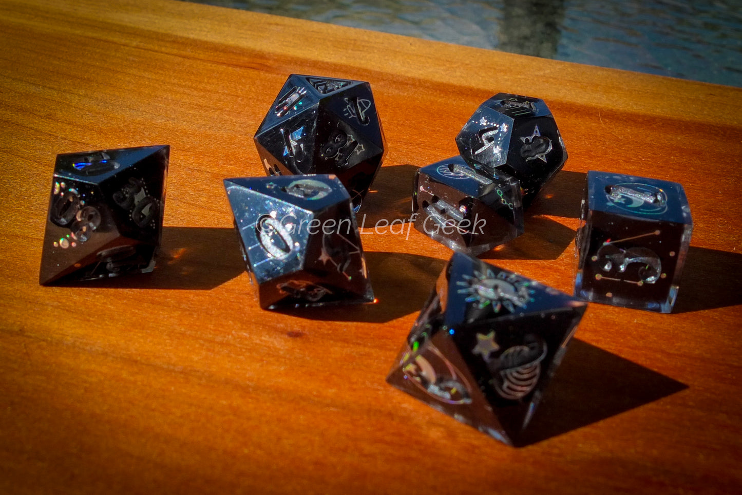 Mostly Void - handmade sharp edge 7-piece dice set
