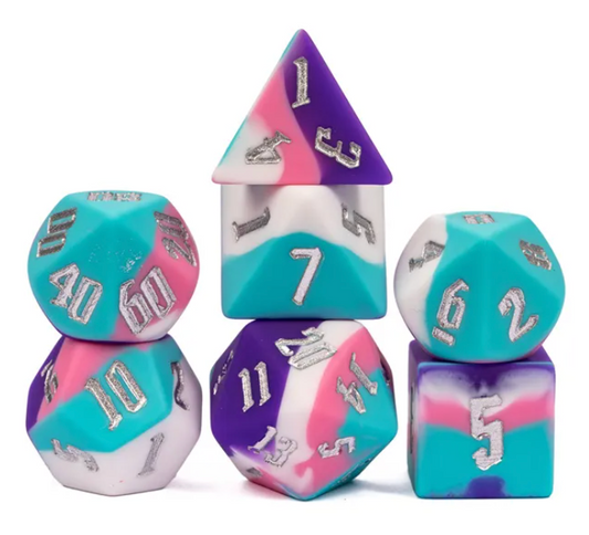 PREORDER Dixie Cup - Layered SILICONE dice - 7 piece RPG dice set