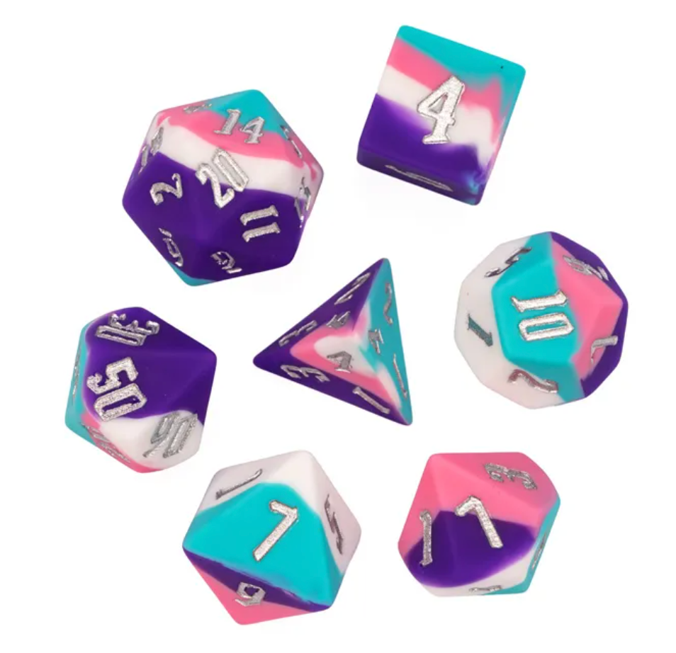 Dixie Cup - Layered SILICONE dice - 7 piece RPG dice set