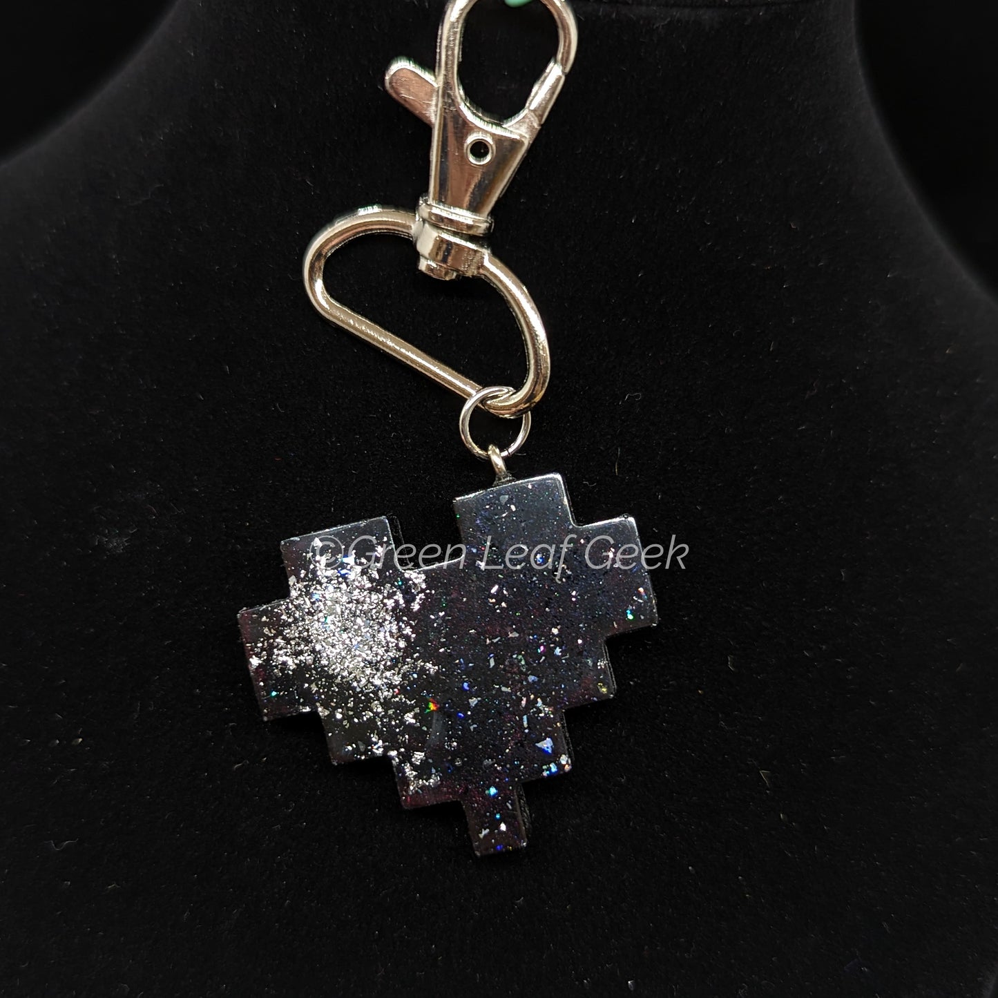 Handmade Resin Pixel Heart Keychain