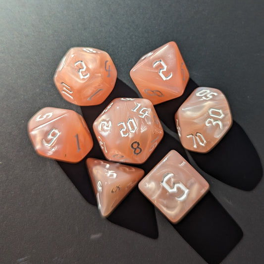 Sweetheart - Soft Pink Pearl Dice set - 7 piece RPG dice set