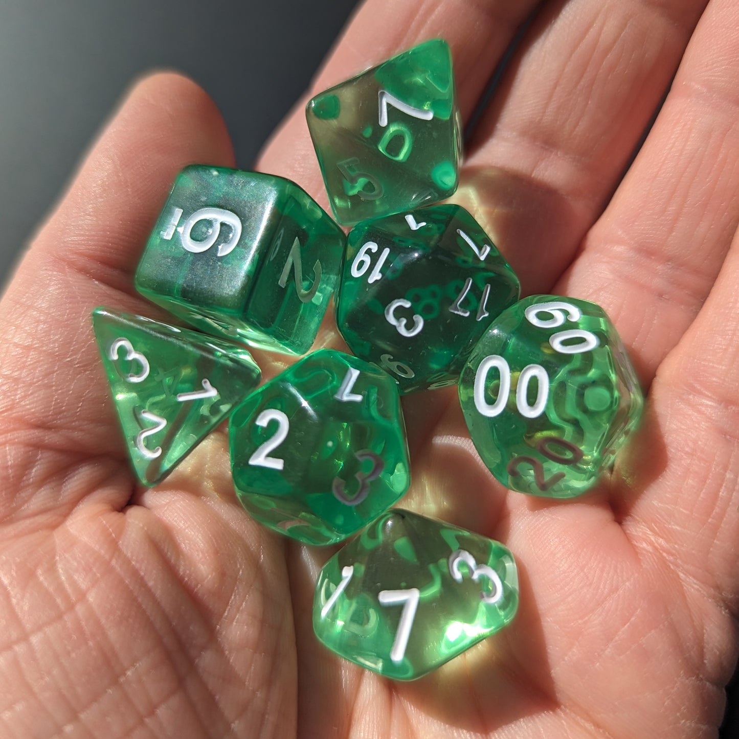 Minty Jelly - Translucent dice set - 7 piece RPG dice set