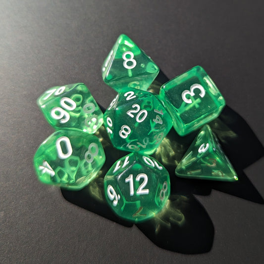 Minty Jelly - Translucent dice set - 7 piece RPG dice set