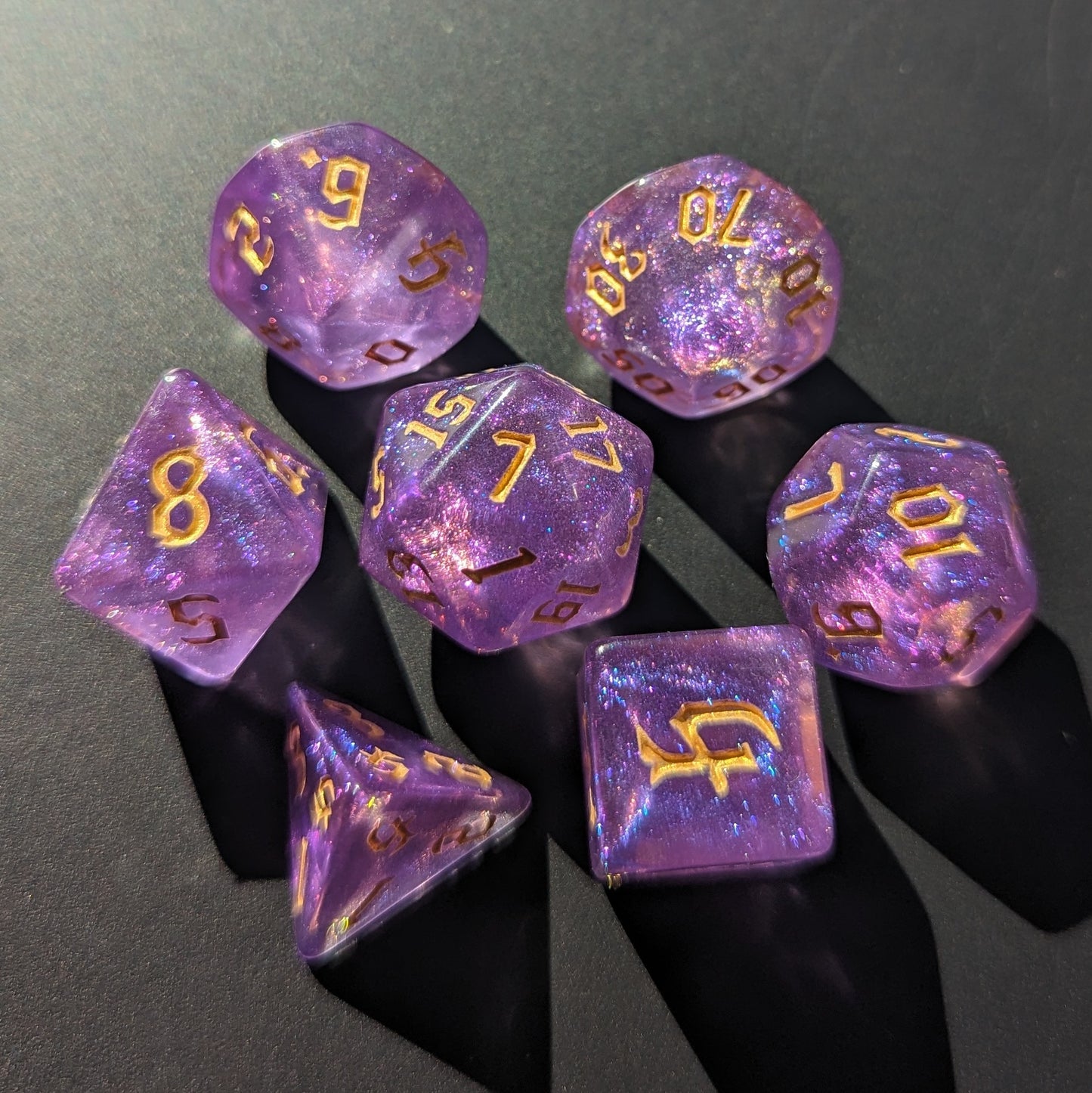 Purple Frosting - Iridescent dice set - 7 piece RPG dice set