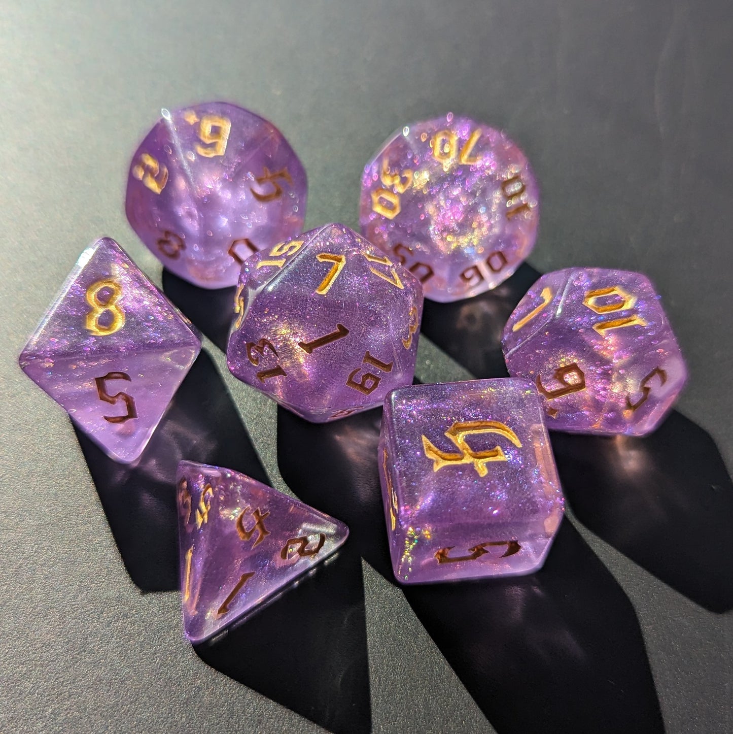 Purple Frosting - Iridescent dice set - 7 piece RPG dice set