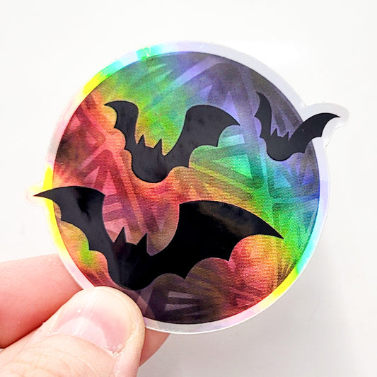 Feelin Batty Holographic Die-Cut Sticker
