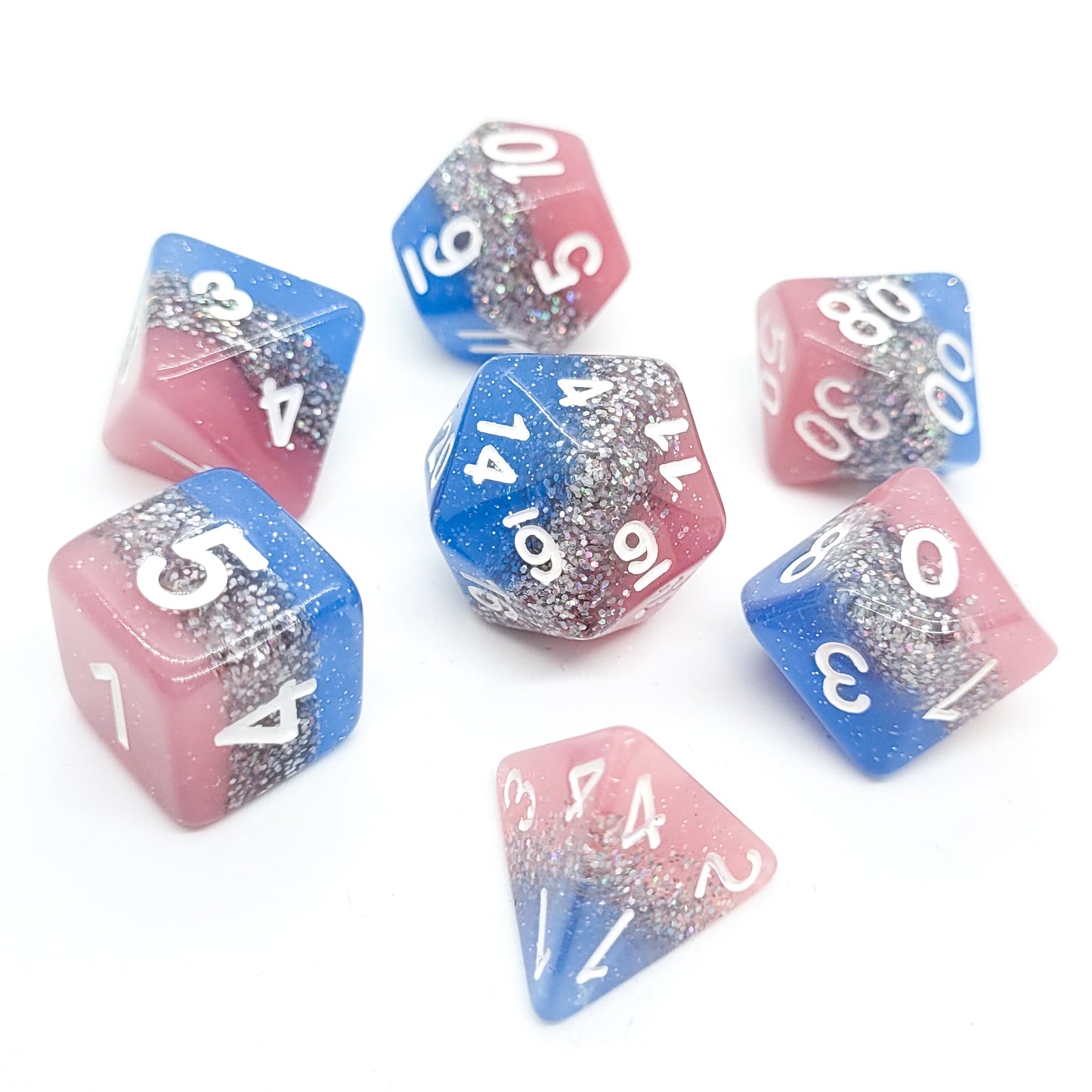 Transitional - Layered Glitter dice set - 7 piece RPG dice set