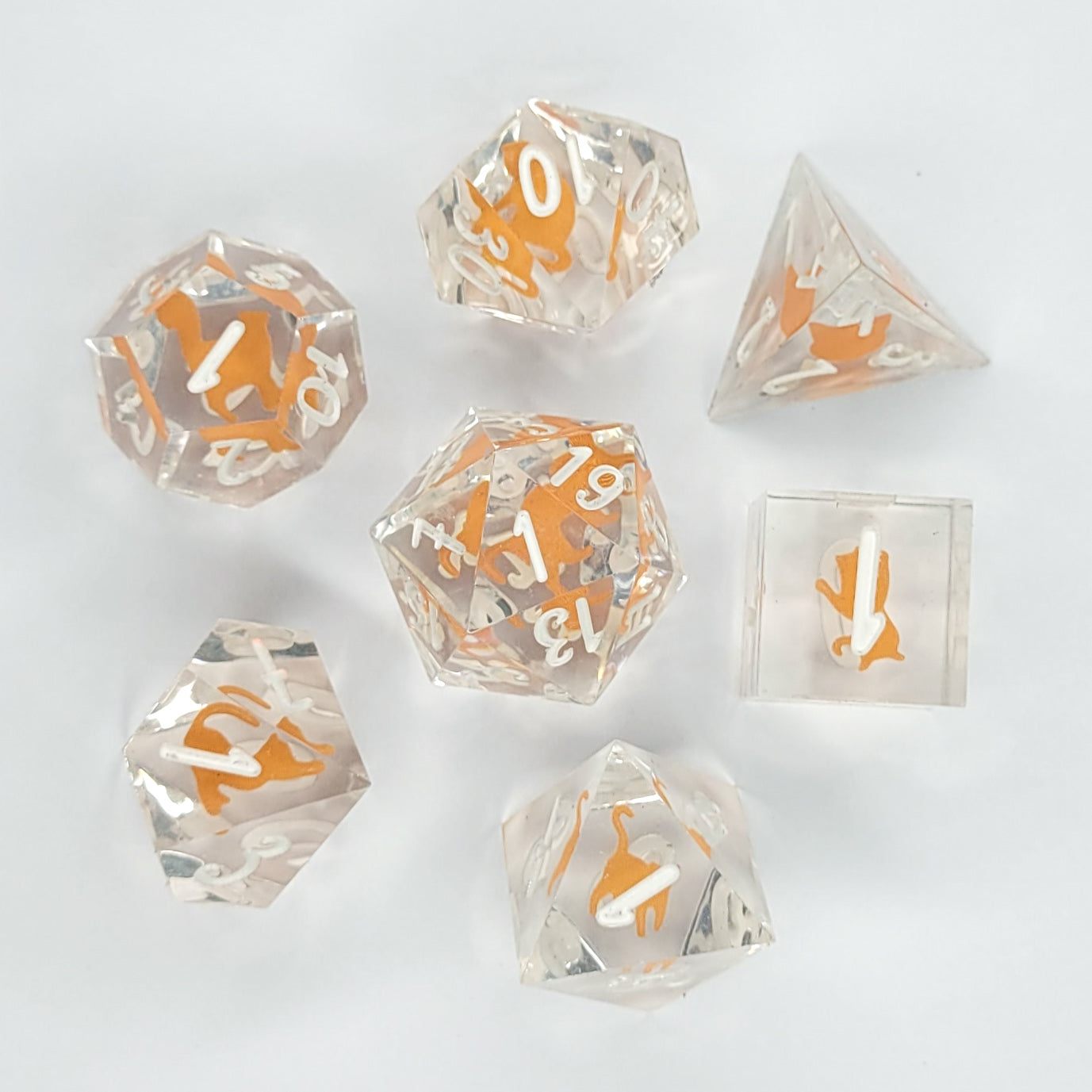 Purryhedrals Orange Cat sharp-edge dice