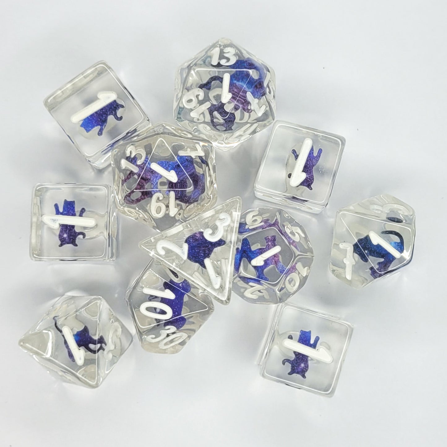 Purryhedrals Galaxy Cat soft-edge dice - 11 piece dice set
