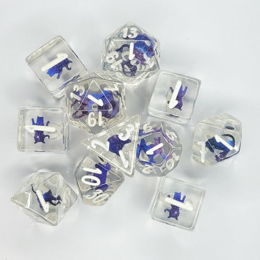 Purryhedrals Galaxy Cat soft-edge dice - 11 piece dice set