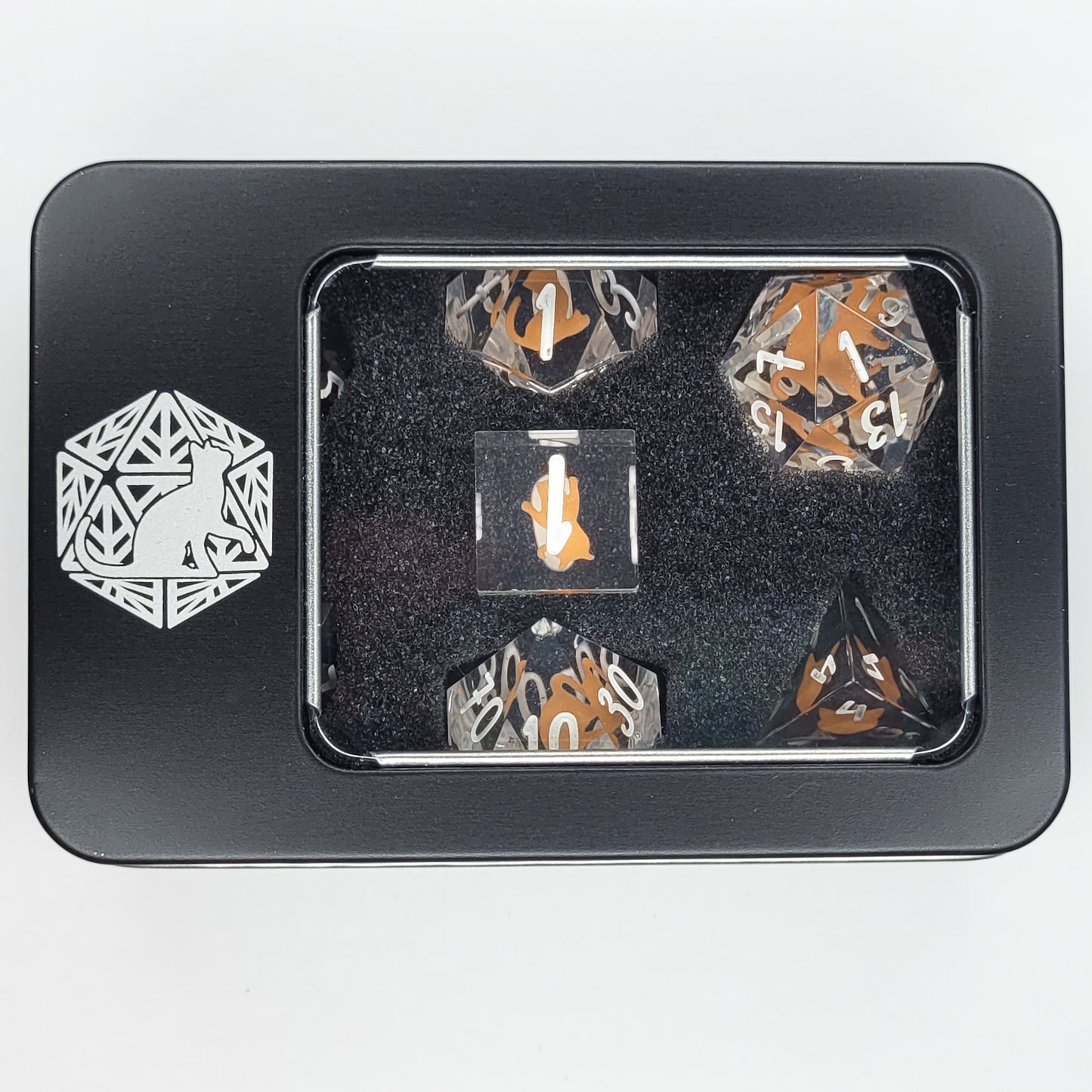 Purryhedrals Orange Cat sharp-edge dice