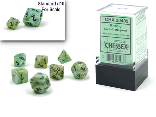 MINI Marble Green - Chessex polyhedral 7-piece set