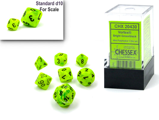 MINI Vortex Bright Green - Chessex polyhedral 7-piece set