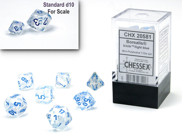 MINI Borealis Icicle Luminary - Chessex polyhedral 7-piece set