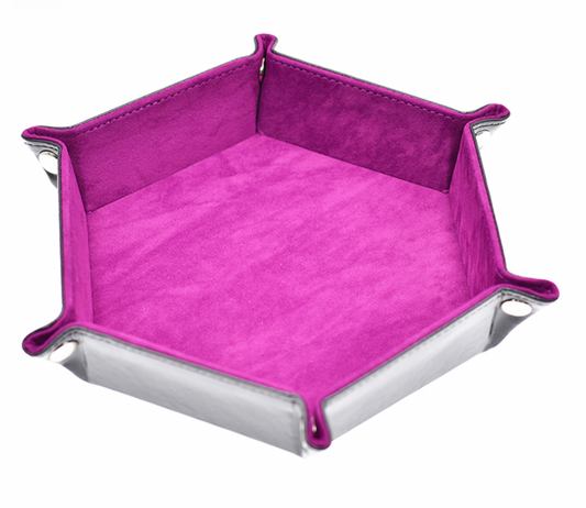 PREORDER Magenta Pink Portable Vegan Suede & Leather Hex Dice Tray