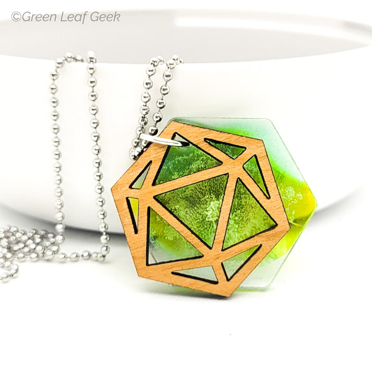 Lime Wire Handmade Resin and Wood Pendant