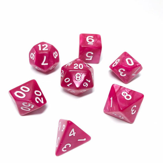 Cupid's Bow - Hot Pink Dice set - 7 piece RPG dice set