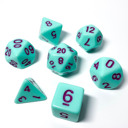 Hard Candy Mint - Opaque dice set - 7 piece RPG dice set