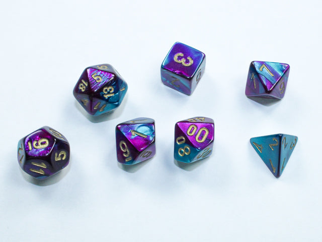 MINI Gemini Purple/Teal with Gold  - Chessex polyhedral 7-piece set