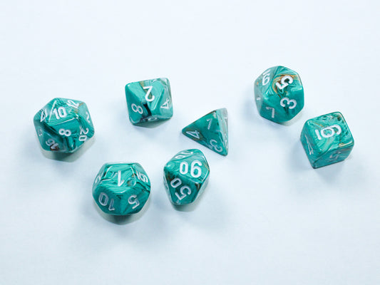 MINI Marble Oxi Copper with White  - Chessex polyhedral 7-piece set