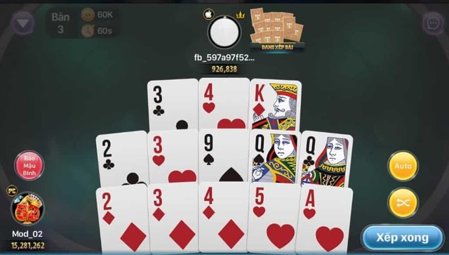 Cách sắp xếp các chi bài trong Mậu binh