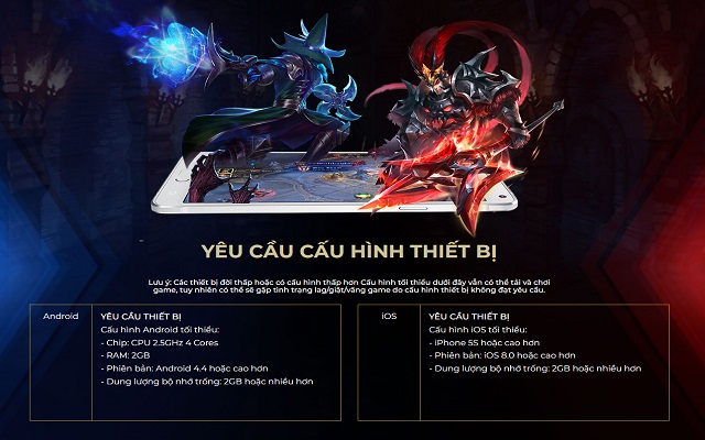 Thông tin về cấu hình chơi Liên Quân Mobile từ nhà sản xuất