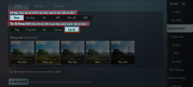 Bật cài đặt theo nhà phát triển để game vận hành tốt hơn